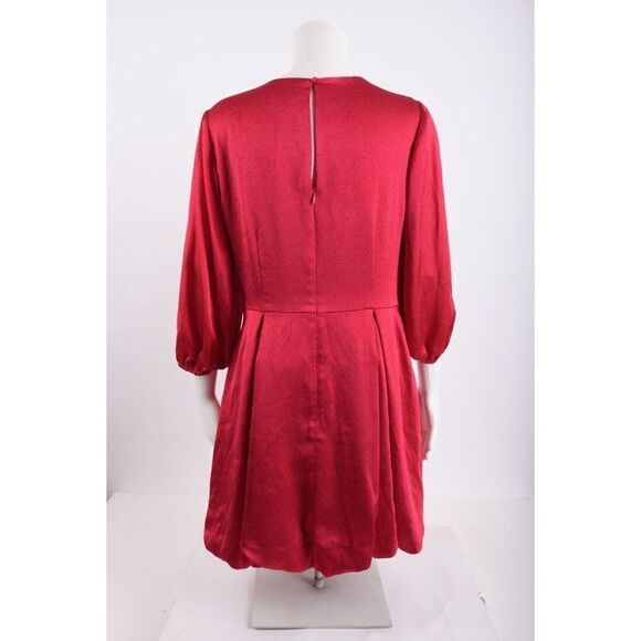 Ml Monique Lhuillier Womens Satin mini Dress Sz 10 Fuchsia Pink 3/4 Sleeve NWT - Picture 4 of 7
